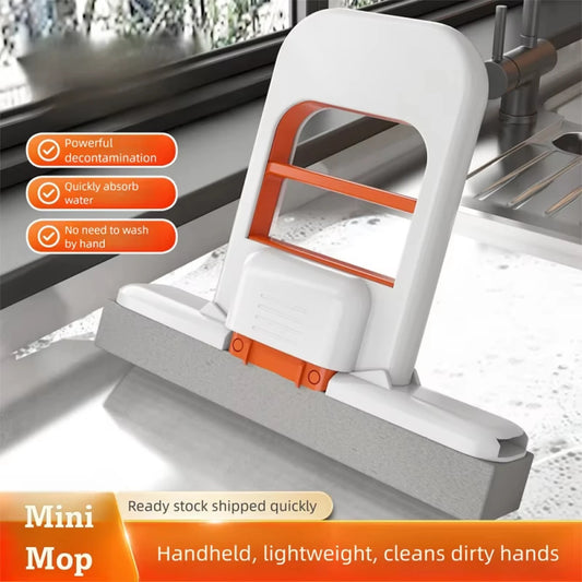 Mini Sponge Mop Hand-free Wash Mops Mini Portable Super Absorbent Mop for Desktop Floor Bathroom Kitchen Glass Car Cleaning